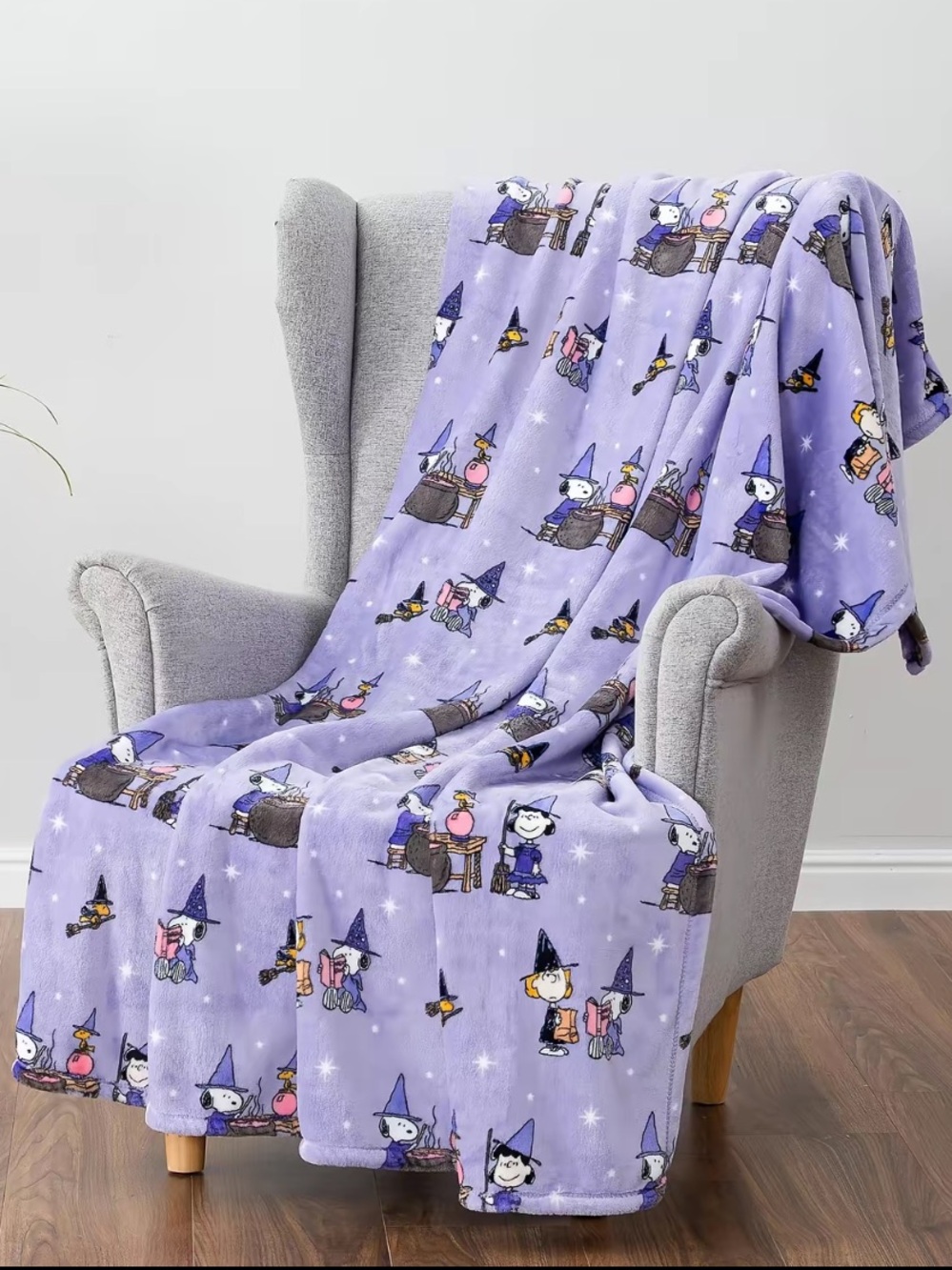 NWT-BERKSHIRE- Peanuts- Snoopy & Friends- Purple Witch VelvetSoft Blanket 55x70